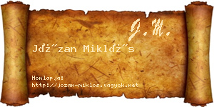 Józan Miklós névjegykártya